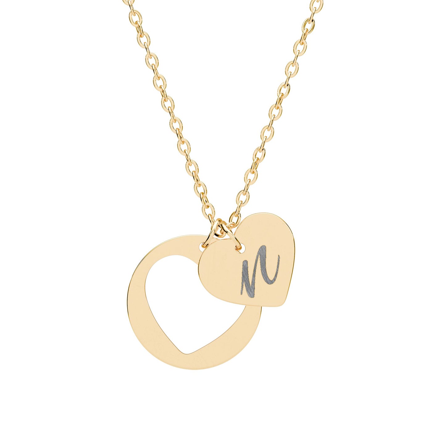 Sweetheart Initial 'n' — Engraved Heart Cutout Necklace