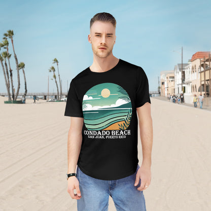 Coastal Vibes Condado Beach Men's Jersey Curved Hem Tee