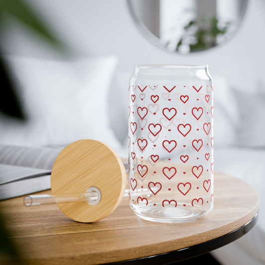 Red Hearts Sipper Glass