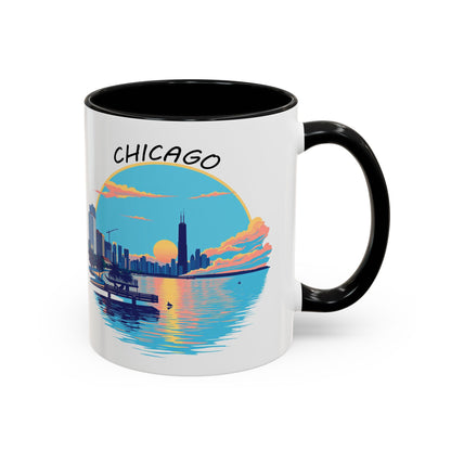 Retro Chicago Sunset Accent Coffee Mug
