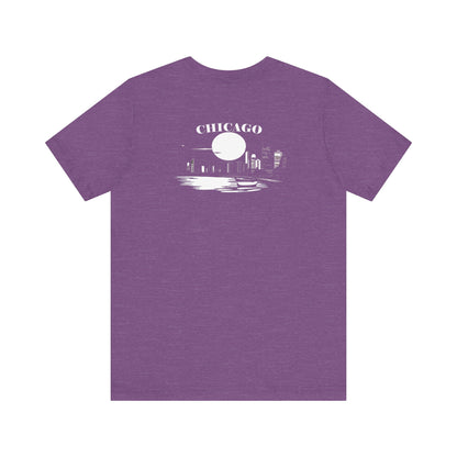 Mystery Noir Chicago Skyline Sunset Unisex Jersey Short Sleeve Tee