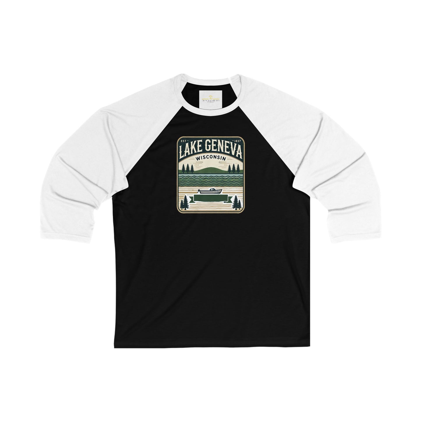 Vintage Lake Geneva Men's 3/4 Sleeve Baseball Tee