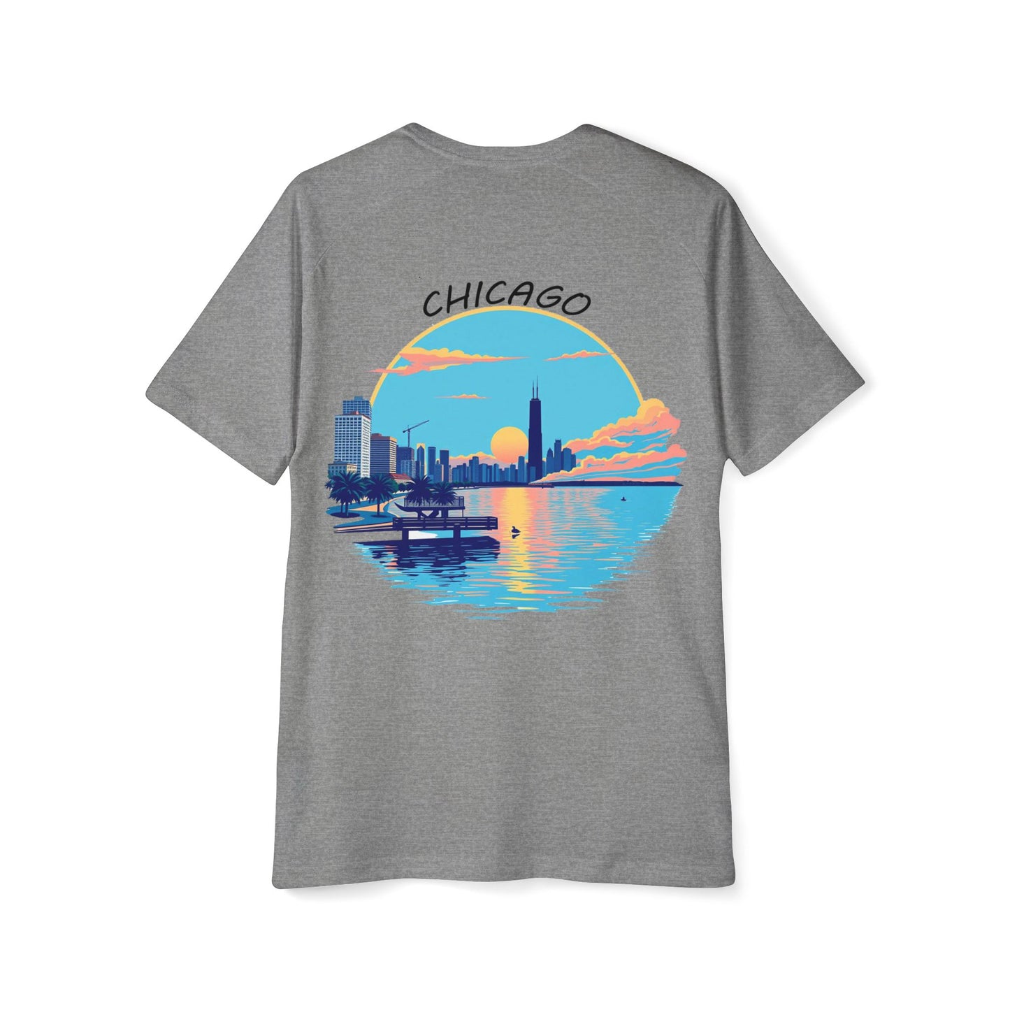 Retro Chicago Sunset Men's Raglan T-Shirt