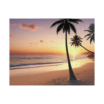 Tropical Beach at Sunset Jigsaw Puzzle