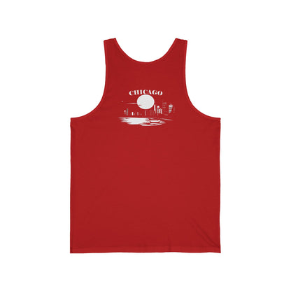 Mystery Noir Chicago Skyline Sunset Unisex Jersey Tank