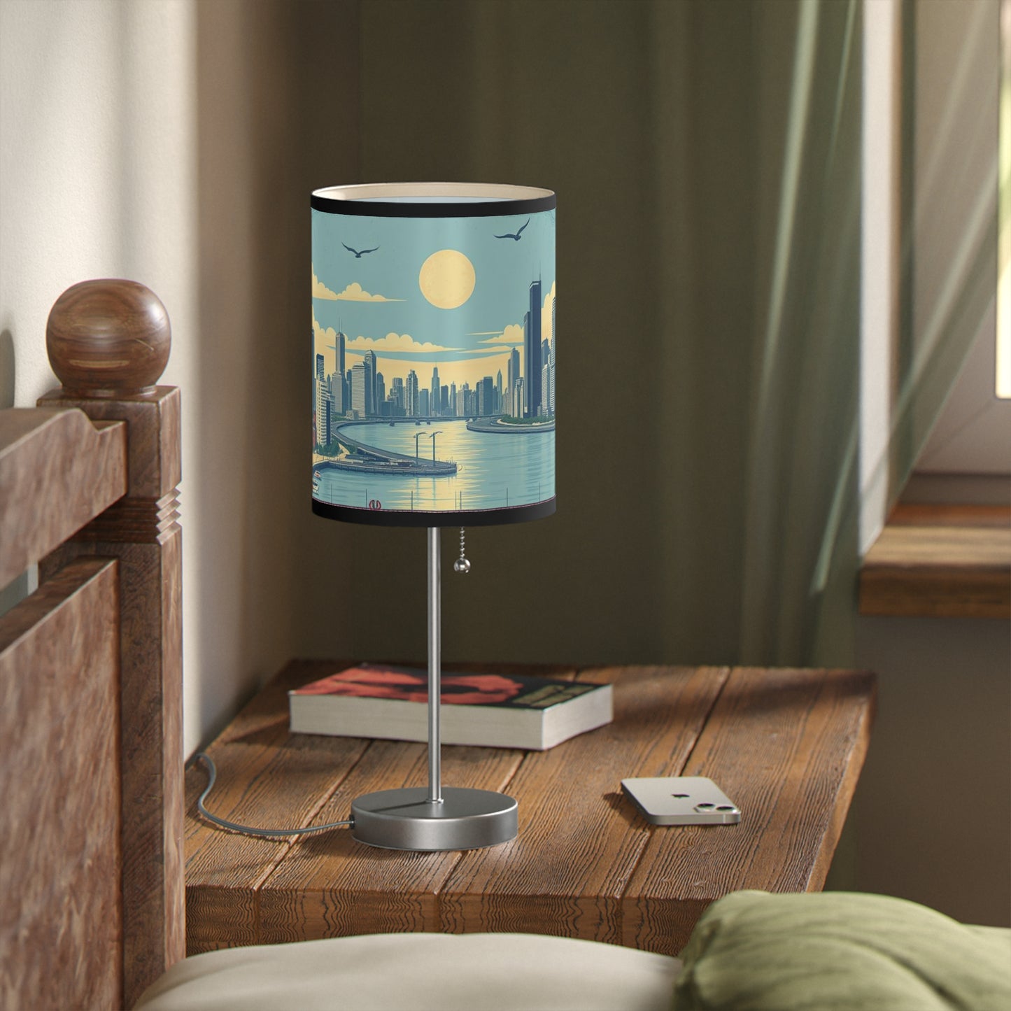 Retro Chicago Skyline Lamp on a Stand