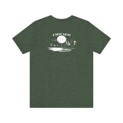 Mystery Noir Chicago Skyline Sunset Unisex Jersey Short Sleeve Tee