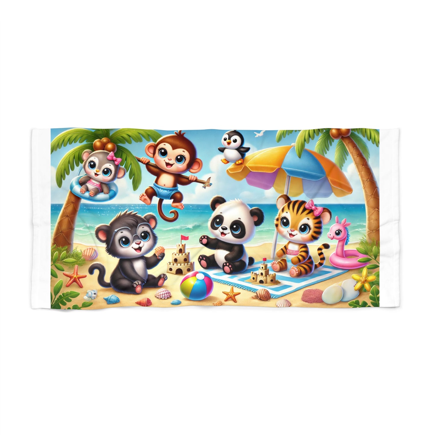 Cartoon Animal Friends Beach Towel