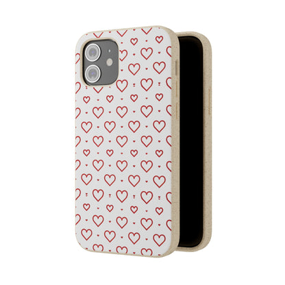 Red Hearts Print MagSafe Biodegradable Phone Case