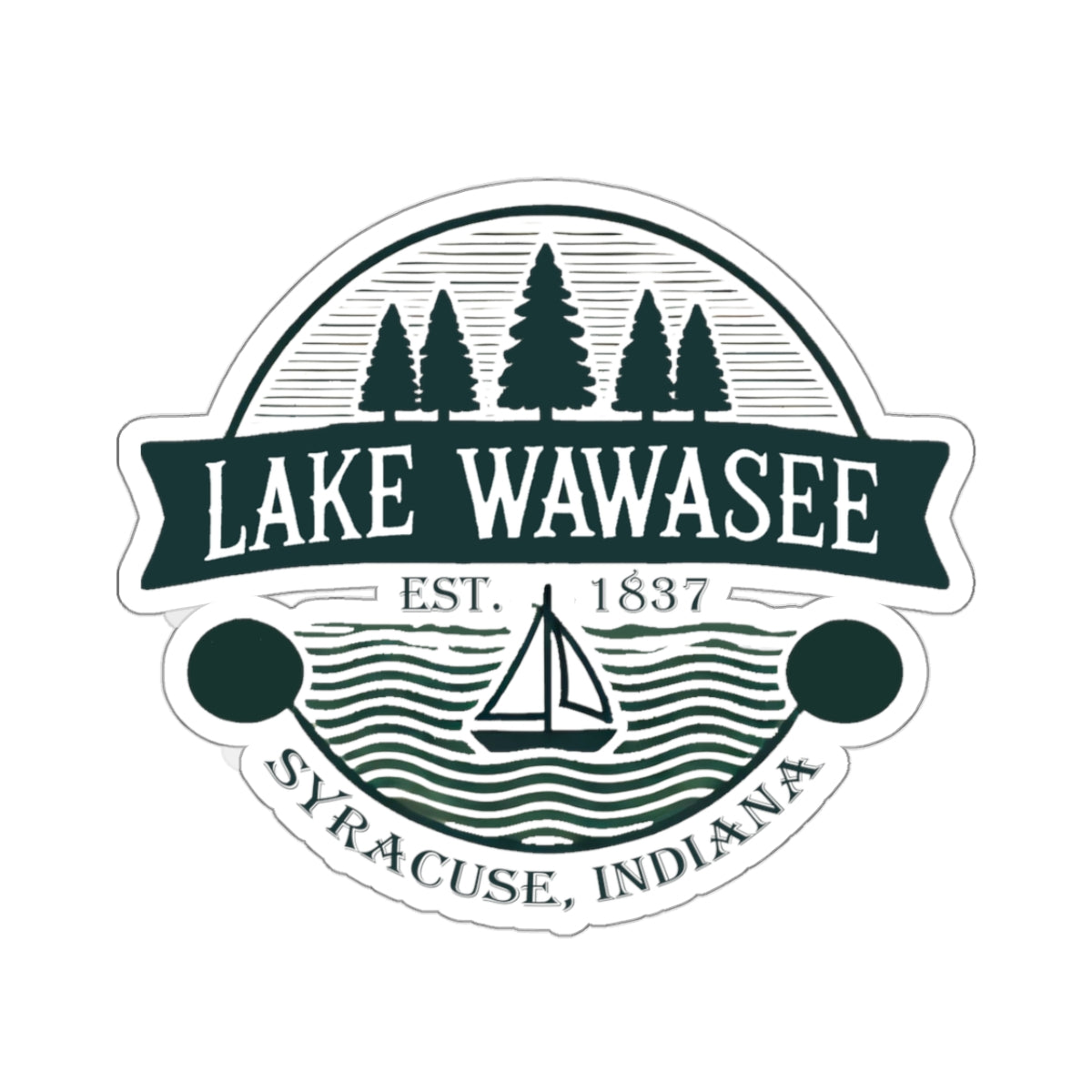 Vintage Lake Wawasee Kiss-Cut Sticker