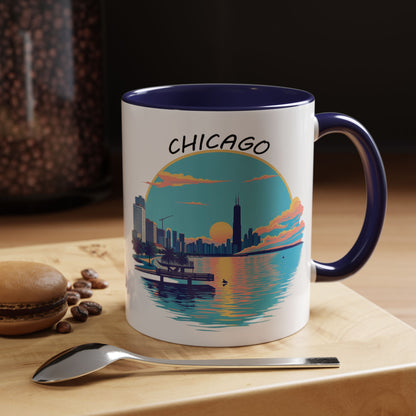 Retro Chicago Sunset Accent Coffee Mug
