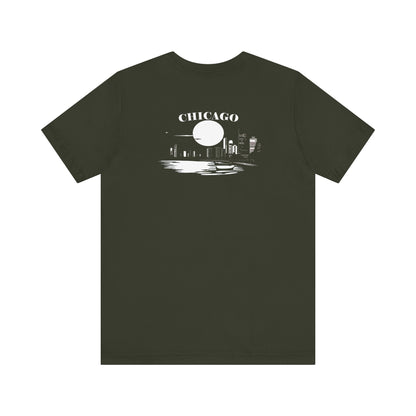 Mystery Noir Chicago Skyline Sunset Unisex Jersey Short Sleeve Tee