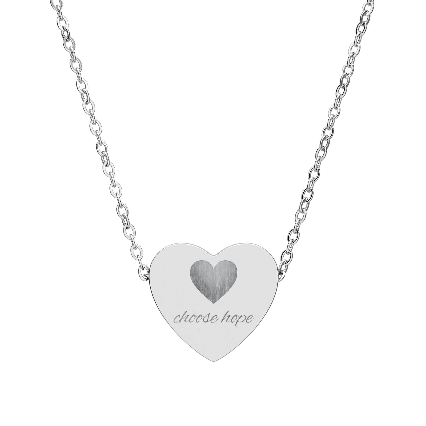 Choose Hope — Engraved Heart Necklace