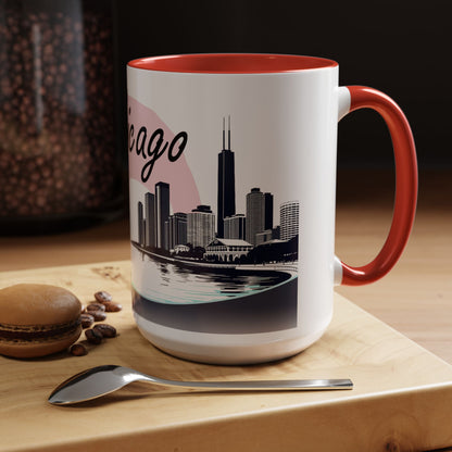 Elegant Chicago Skyline Accent Coffee Mug