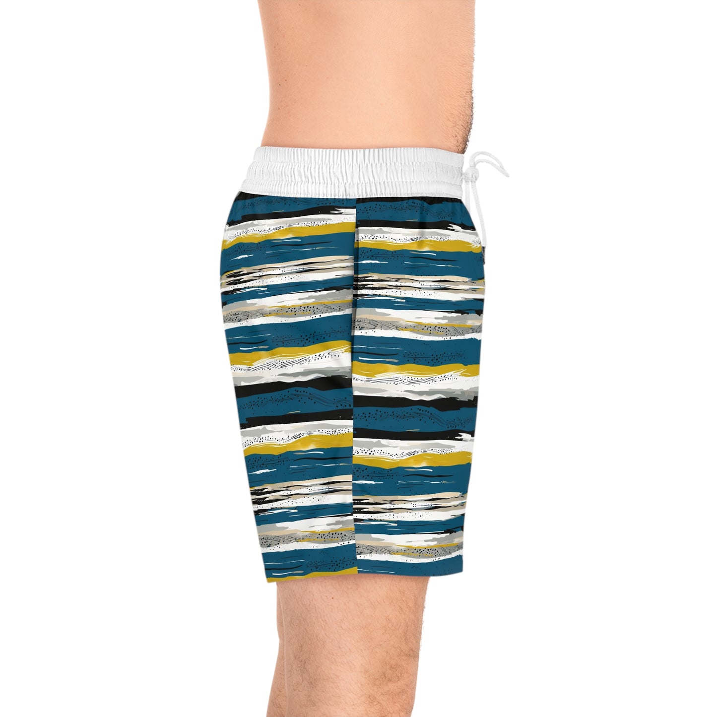 Striped Coastal Design Men's Mid-Length Swim Shorts