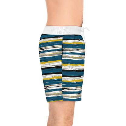 Striped Coastal Design Men's Mid-Length Swim Shorts