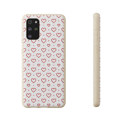 Red Hearts Print MagSafe Biodegradable Phone Case