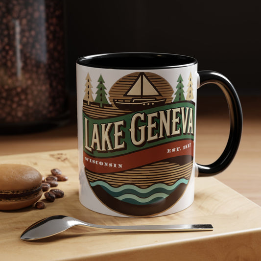 Retro Lake Geneva Accent Coffee Mug