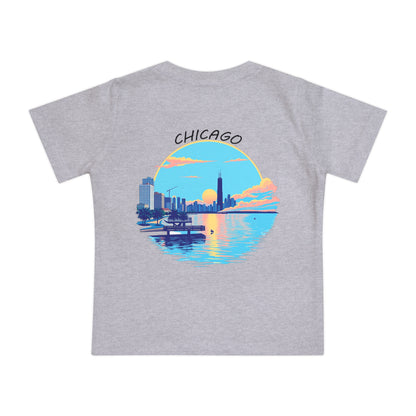 Retro Chicago Sunset Unisex Baby Short Sleeve T-Shirt