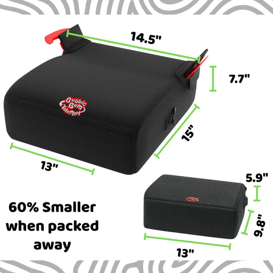 BubbleBum Teleport Backless Booster Car Seat, Kids Booster Seat for Car 40-100 lbs, Telescopic Portable Carseat, Ideal for Everyday Use and Foldable for Travel, - Black✔️