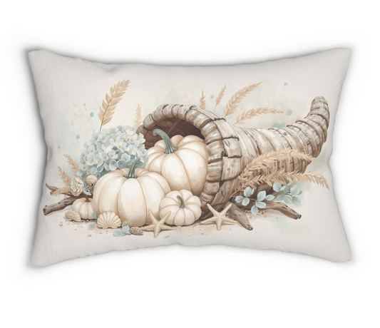 Coastal Farmhouse Cornucopia Throw Pillow