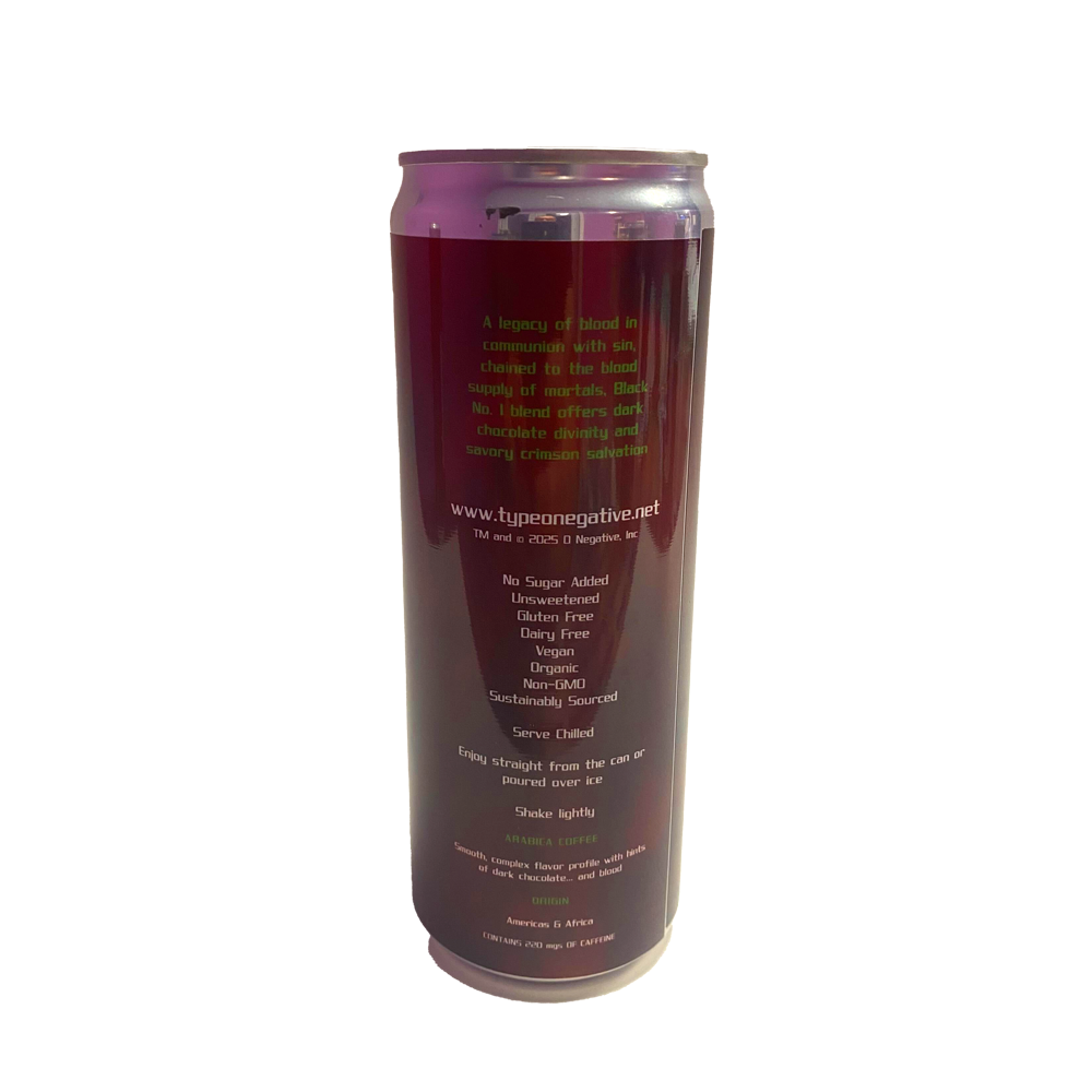 Type O Negative OFFICIAL Blood Vial Nitro Cold Brew Coffee Cans (4Pack) (12oz per can)