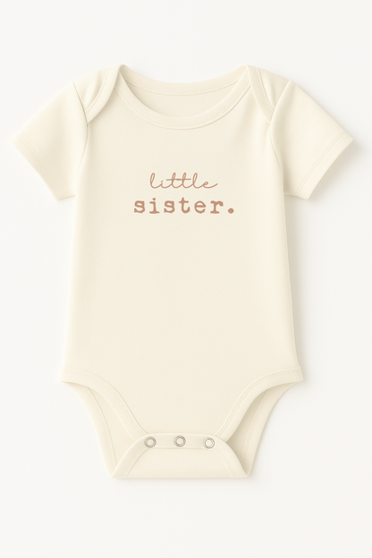 Little Sister Clay Organic Cotton Short Sleeve Baby Bodysuit