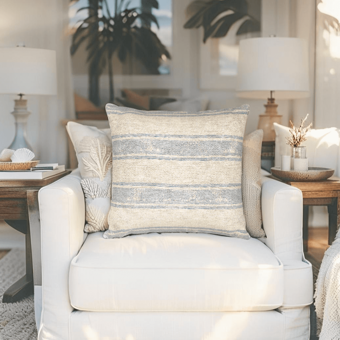 Coastal Striped Throw Pillow