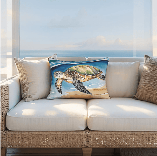 Turtle Coastal Throw Pillow