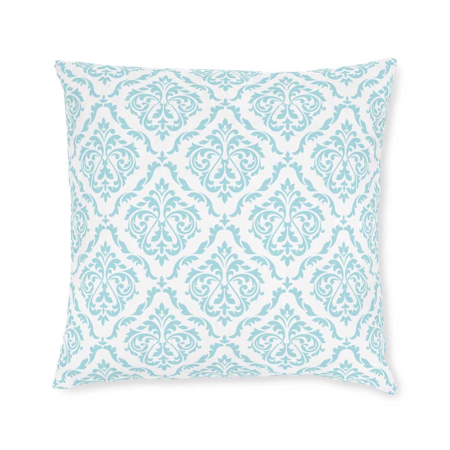 Elegant Aqua Damask Square Throw Pillow