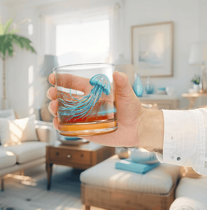 Artistic Jellyfish Rocks Glass