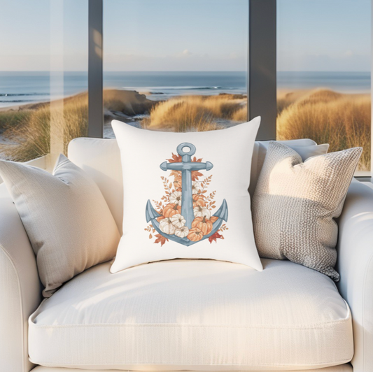 Fall Coastal Anchor Throw Pillow