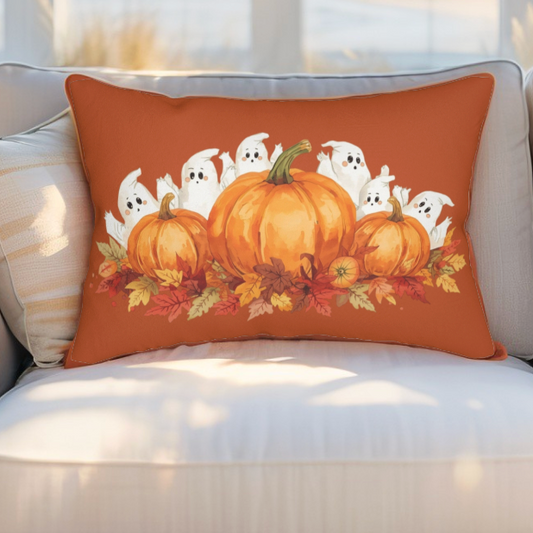 Ghost & Pumpkin Throw Pillow
