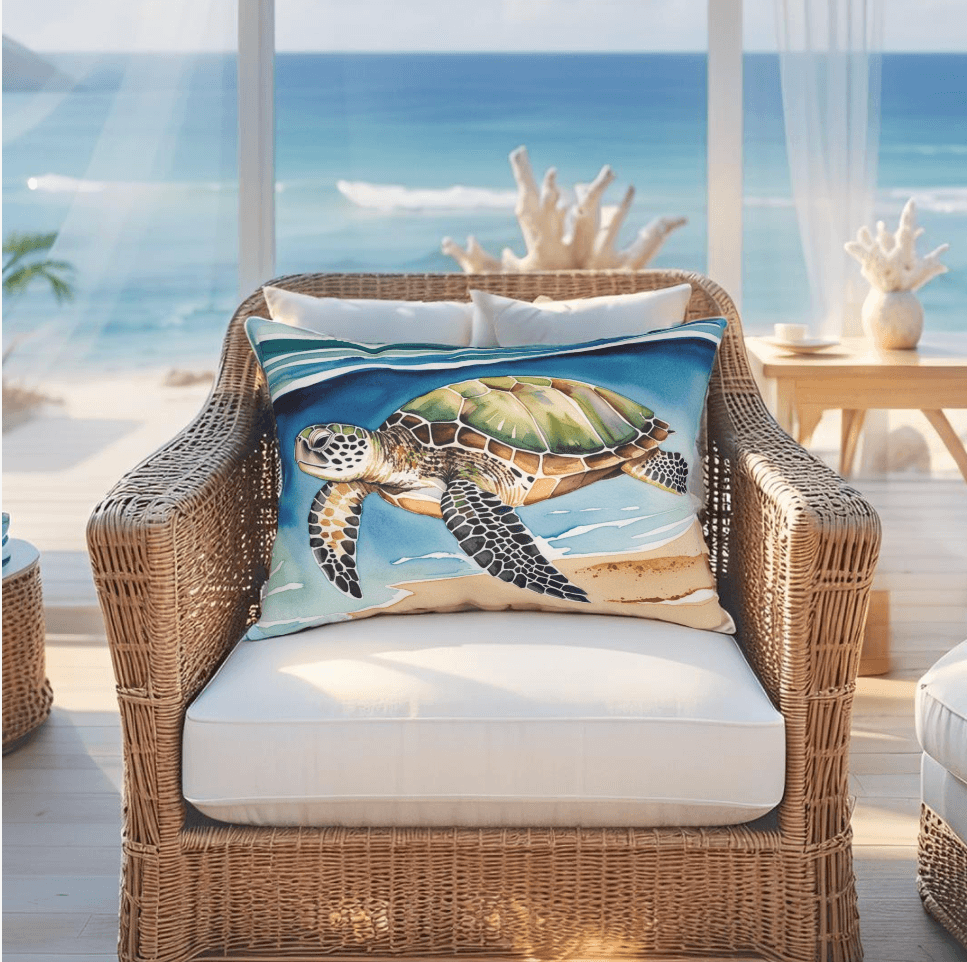 Turtle Coastal Throw Pillow