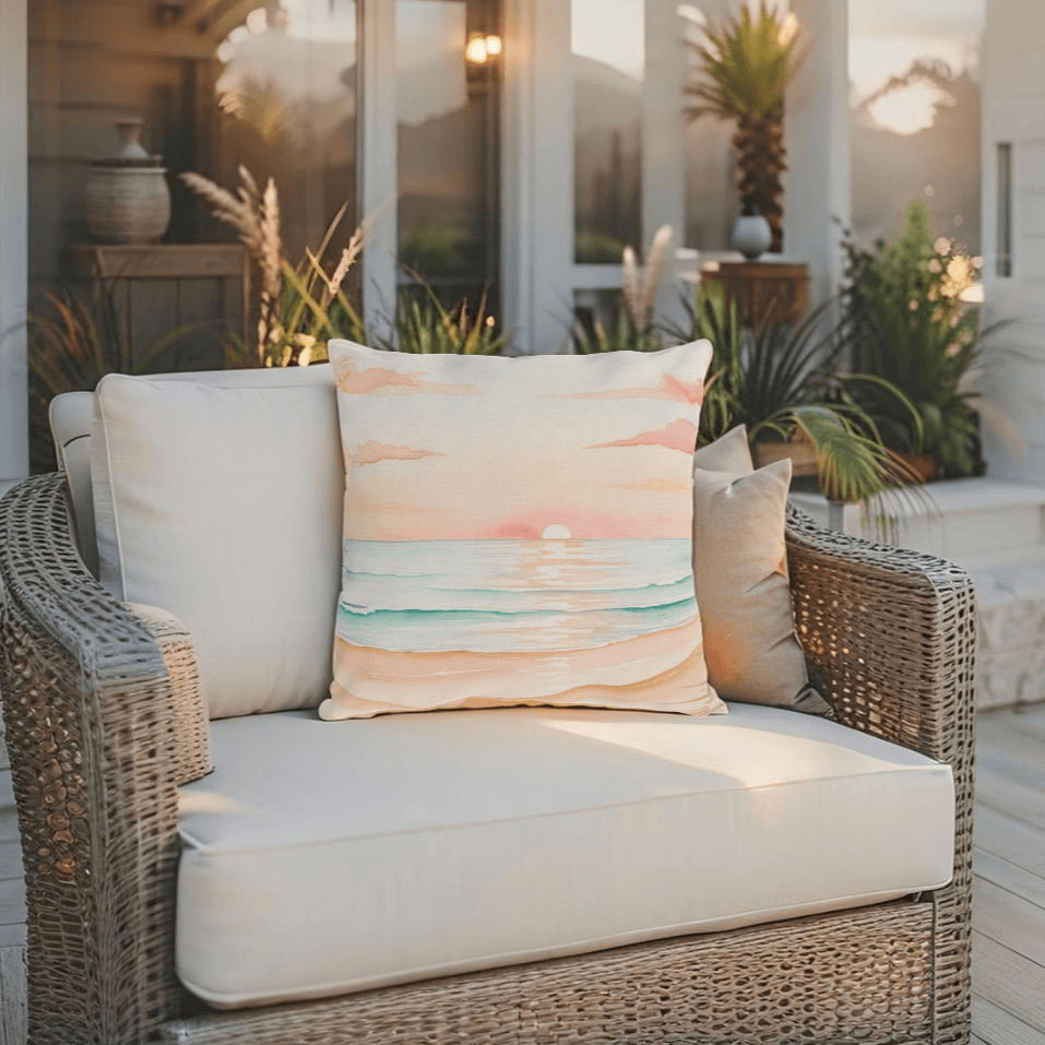 Sunset Beach Outdoor Pillow