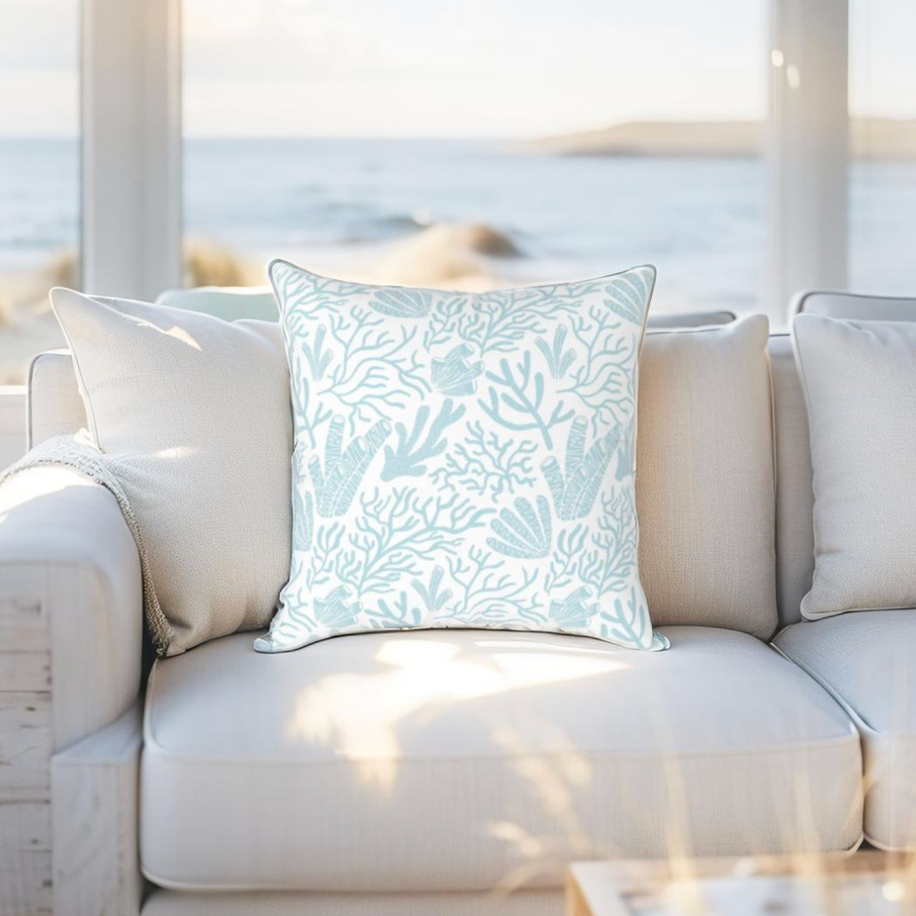 Coastal Reef Print Throw Pillow