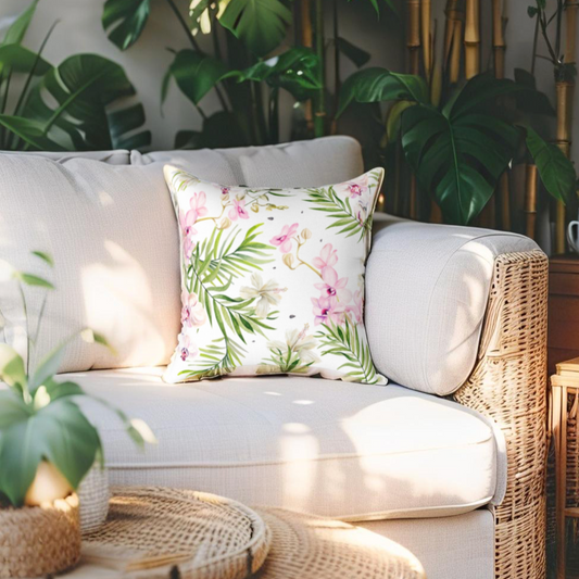 Tropical Floral Throw Pillow