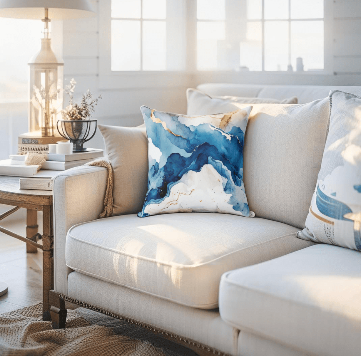 Ocean Marble Decorative Pillow