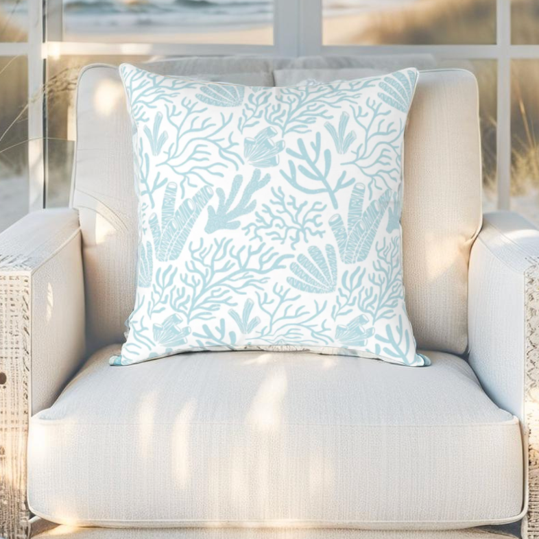 Coastal Reef Print Throw Pillow