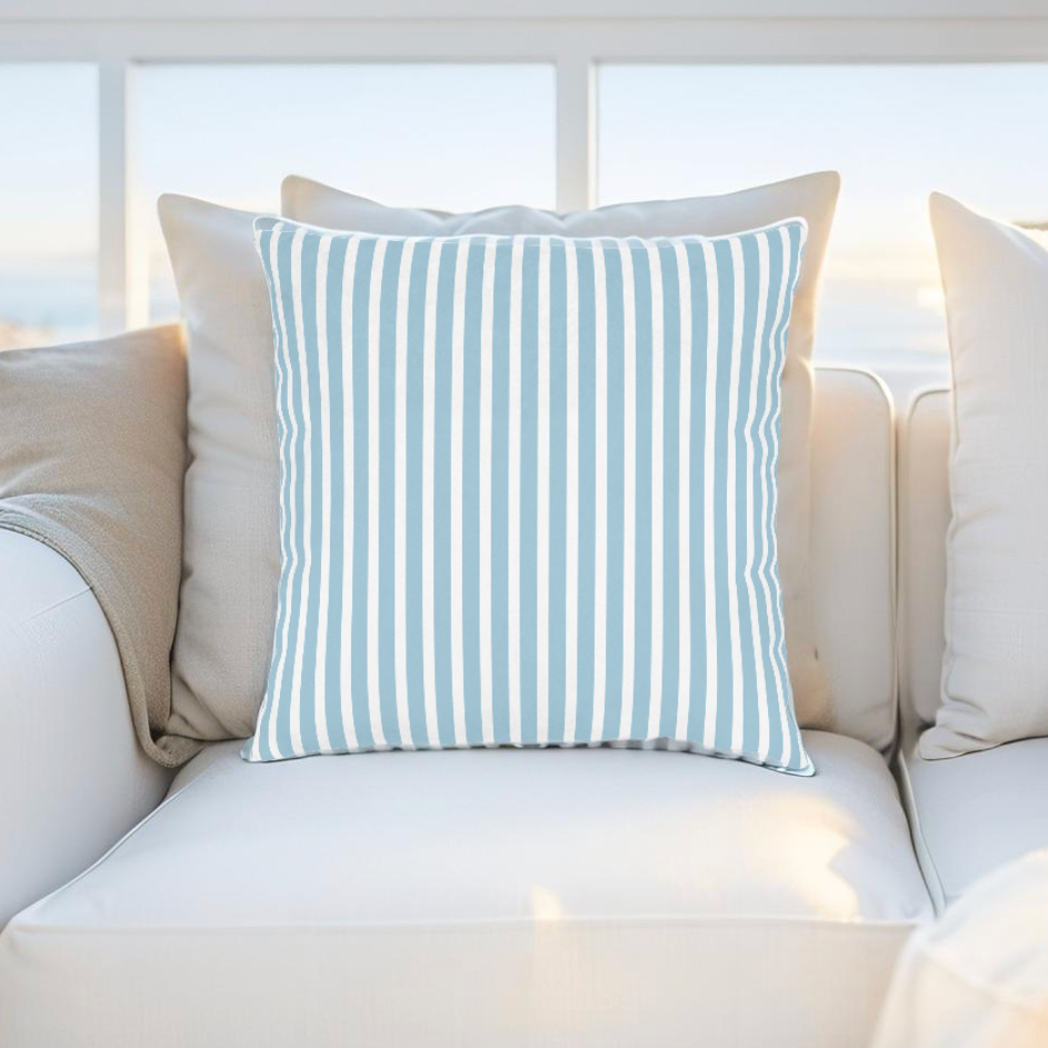 Nautical Blue Striped Throw Pillow