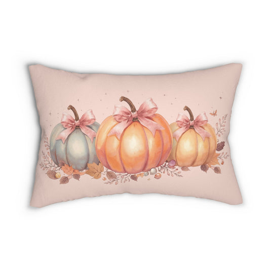 Blush Pink Velvet Coquette Pumpkin Throw Pillow