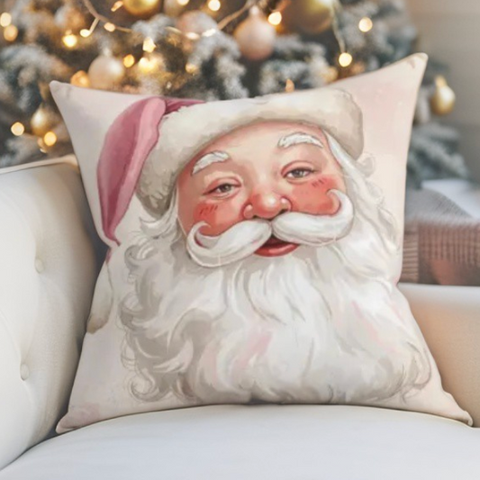 Pink Santa Claus Throw Pillow