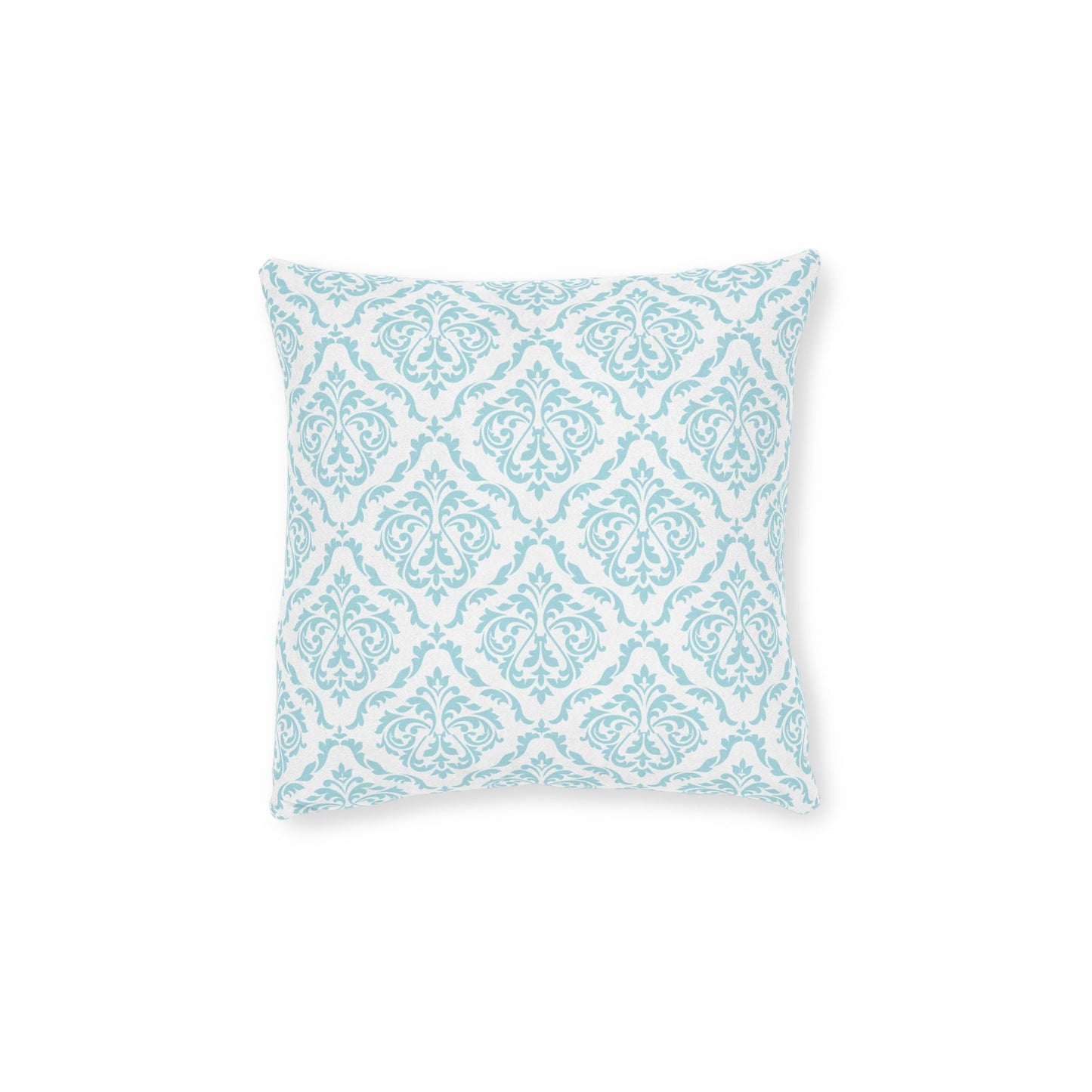 Elegant Aqua Damask Square Throw Pillow
