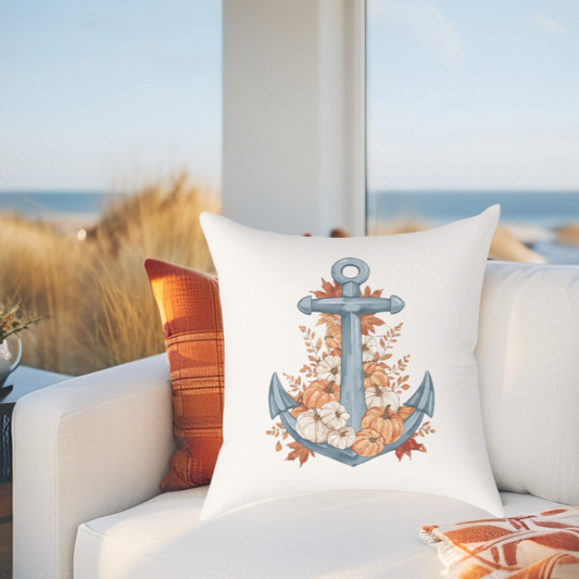 Fall Coastal Anchor Throw Pillow