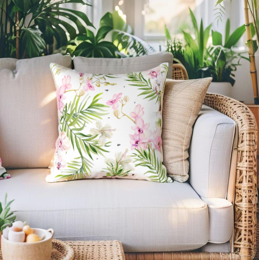 Tropical Floral Throw Pillow