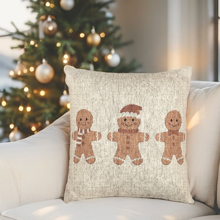 Gingerbread Man Woven Throw Pillow