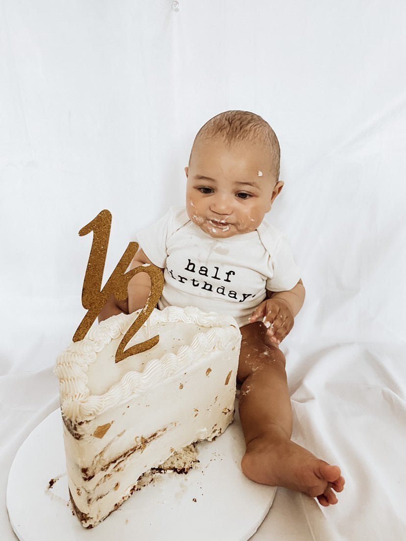 Half Birthday Organic Baby Bodysuit