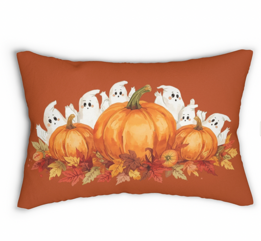 Ghost & Pumpkin Throw Pillow
