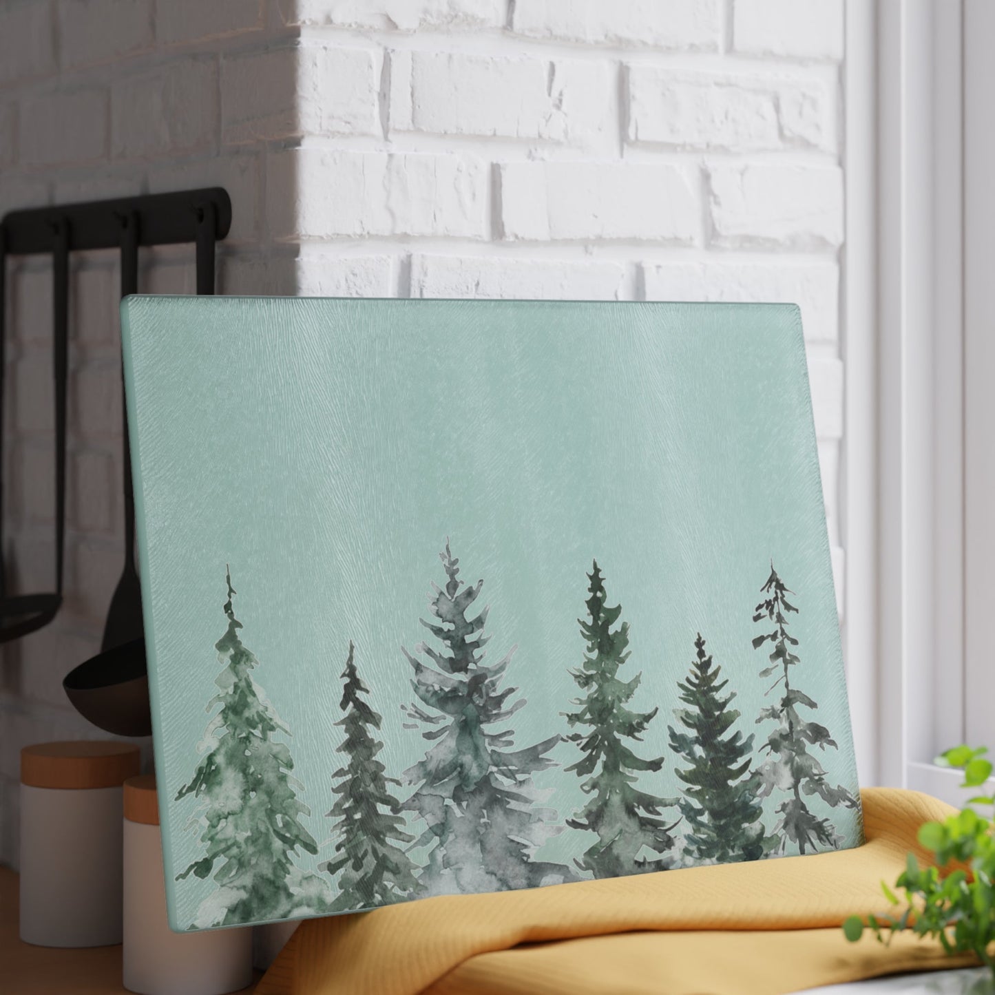 Festive Pine Tree Glass Cutting Board