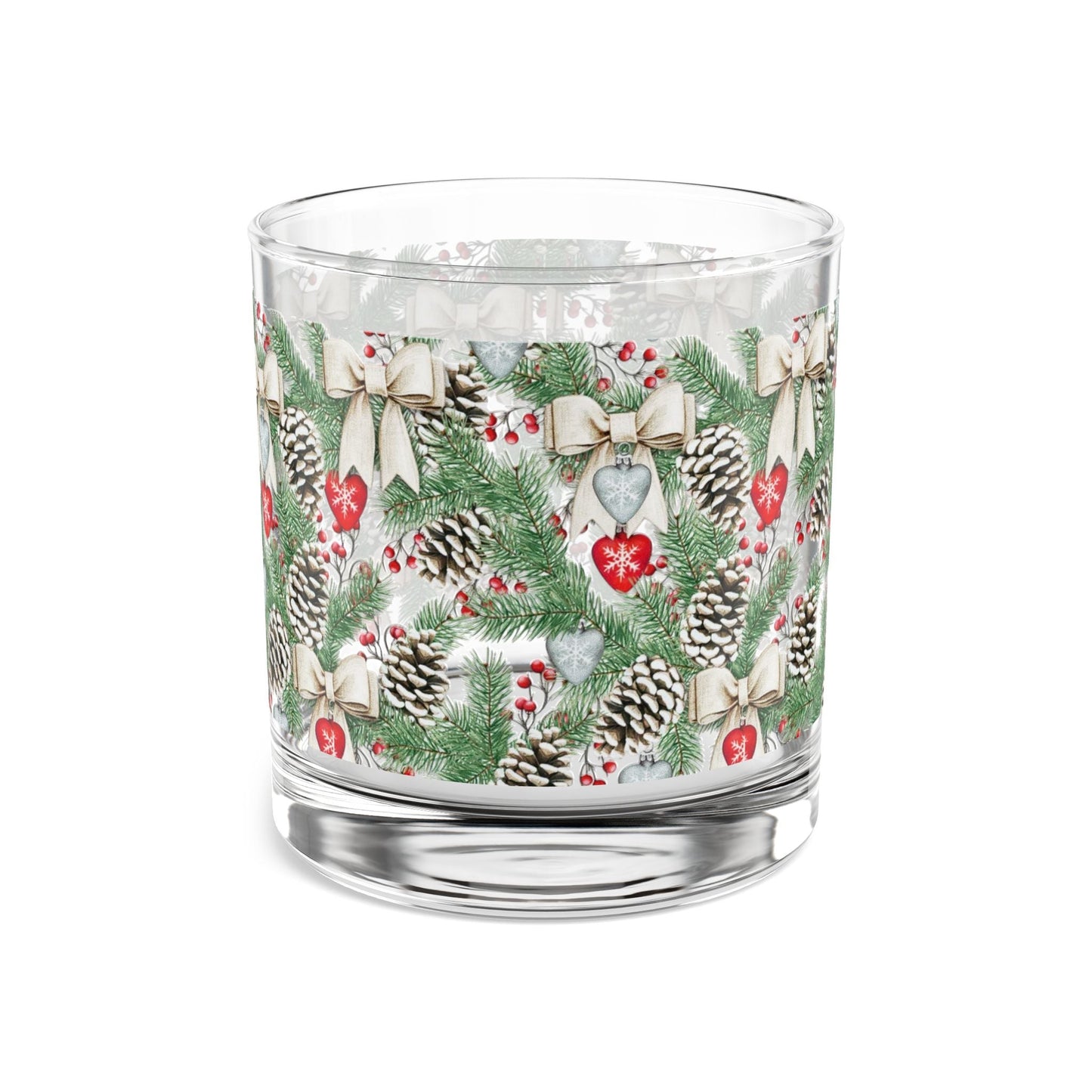 Christmas Rocks Glass - Snowy Pine & Pinecone Whiskey Tumblers